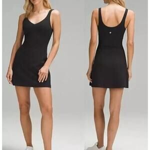 Lululemon Align Sleeveless V Neck Tennis Active Mini Dress Black 8